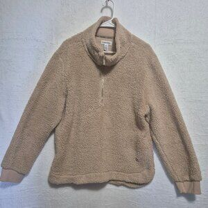 Calvin Klein Sherpa Fleece Pullover Sweater XL Tan Teddy Plush Cozycore